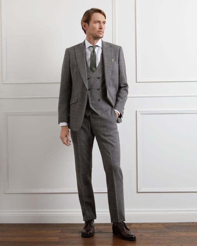 Suit made from expertly crafted fabrics Hackett Made in England
