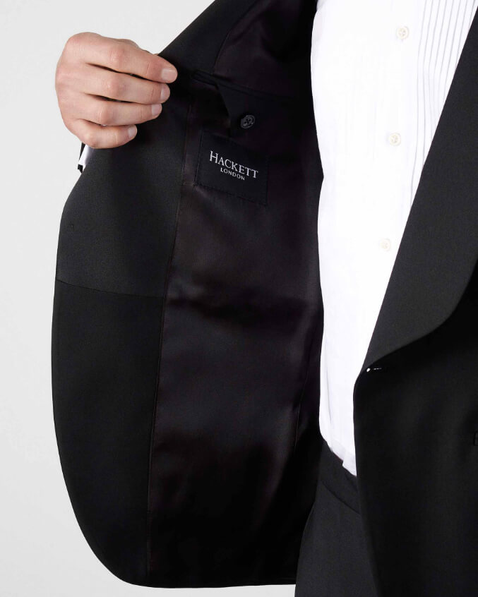 Hackett Men Wedding outfit Black Shawl Collar Velvet Dinner Jacket