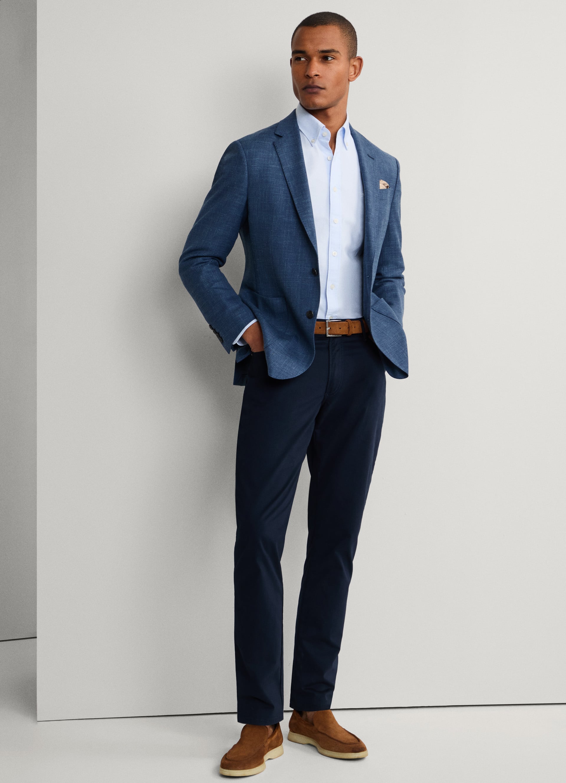 5-pocket broek, ealstische band, regular fit, donkermarine