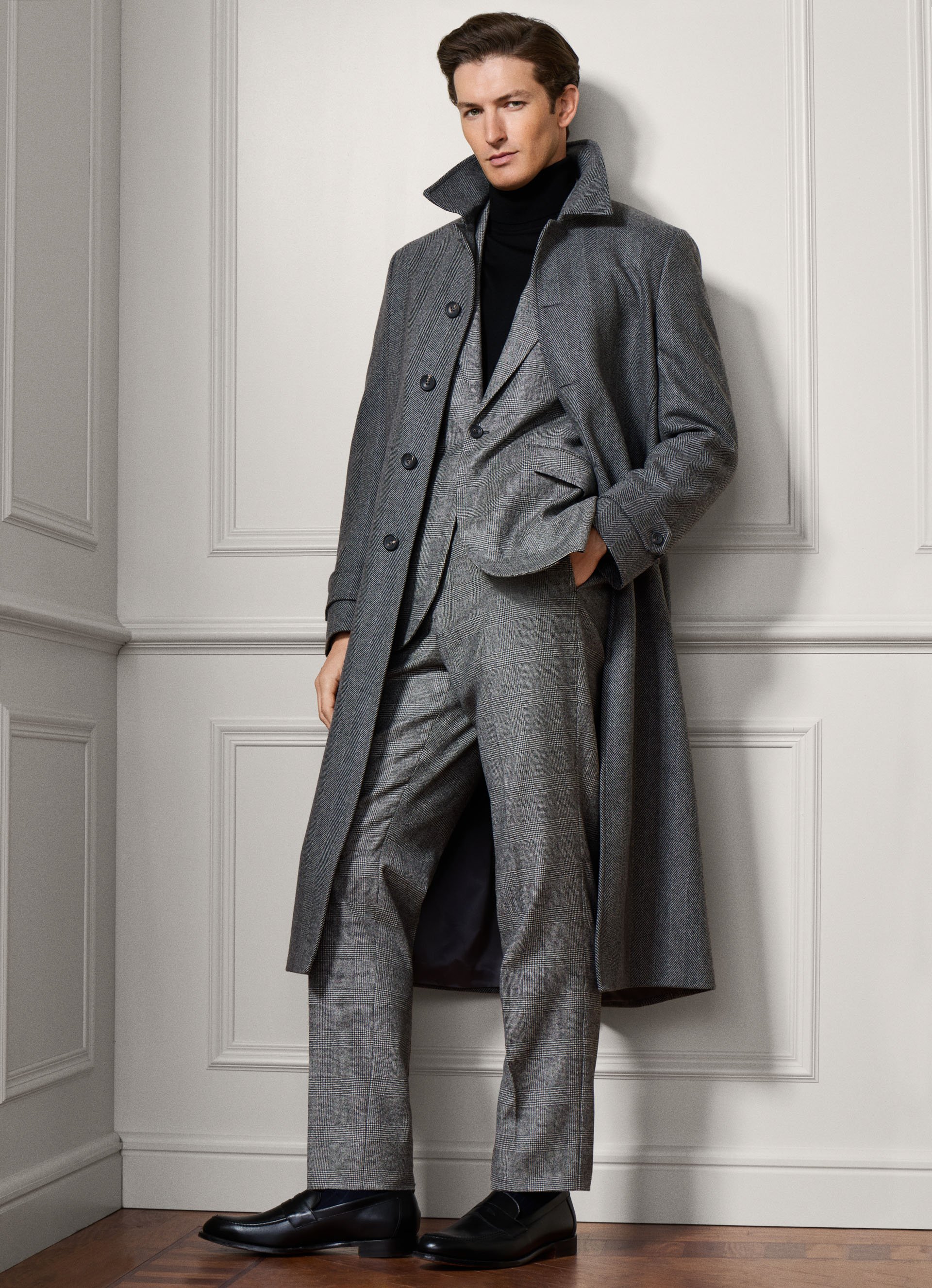 Wool-Cashmere Herringbone Overcoat | Hackett