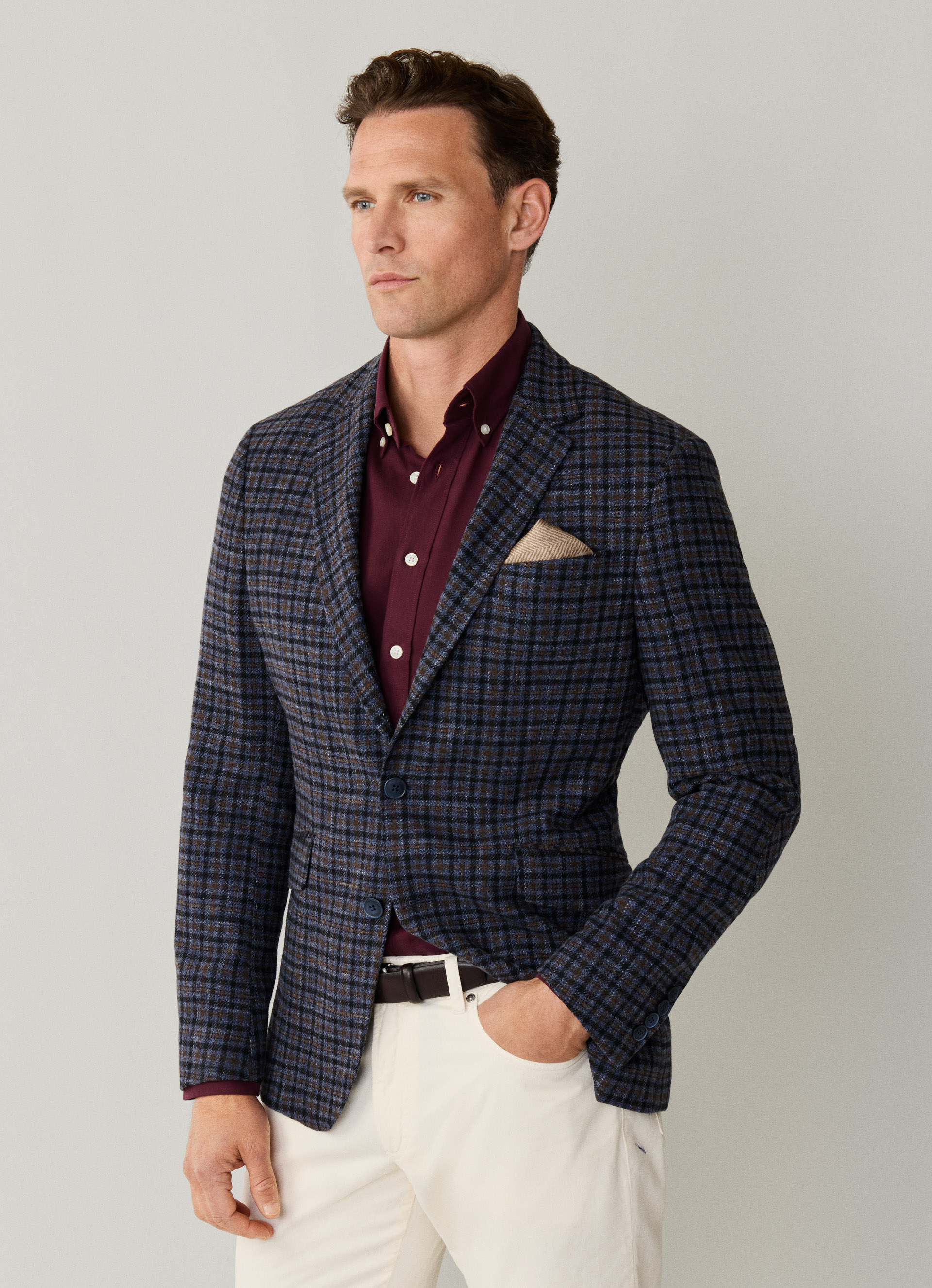 Blazer Hackett London Homme - Taille 40 (180/100A) - Gris à Carreaux - Laine Légère