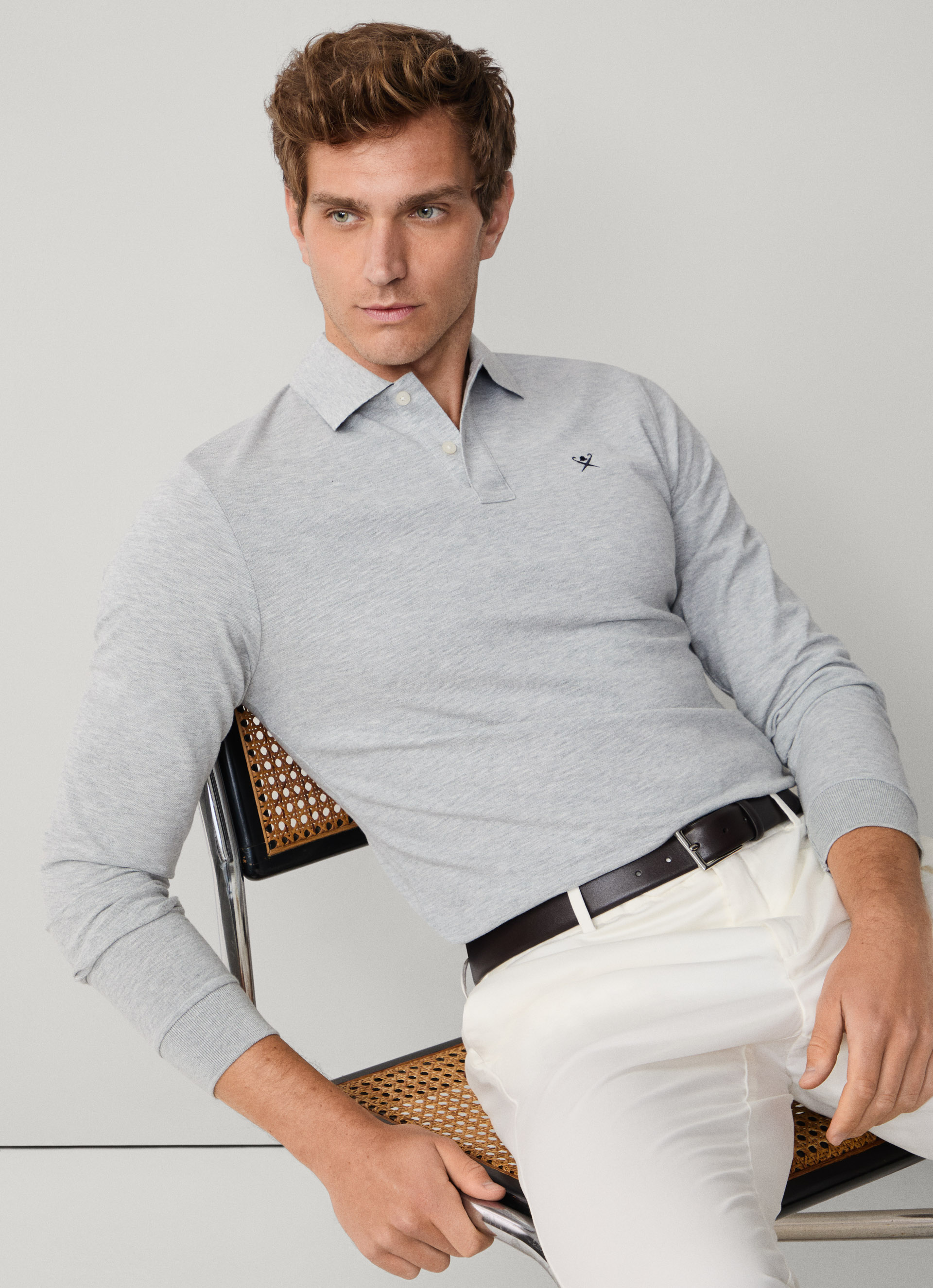 Long Sleeve Cotton Piqué Polo Shirt | Hackett