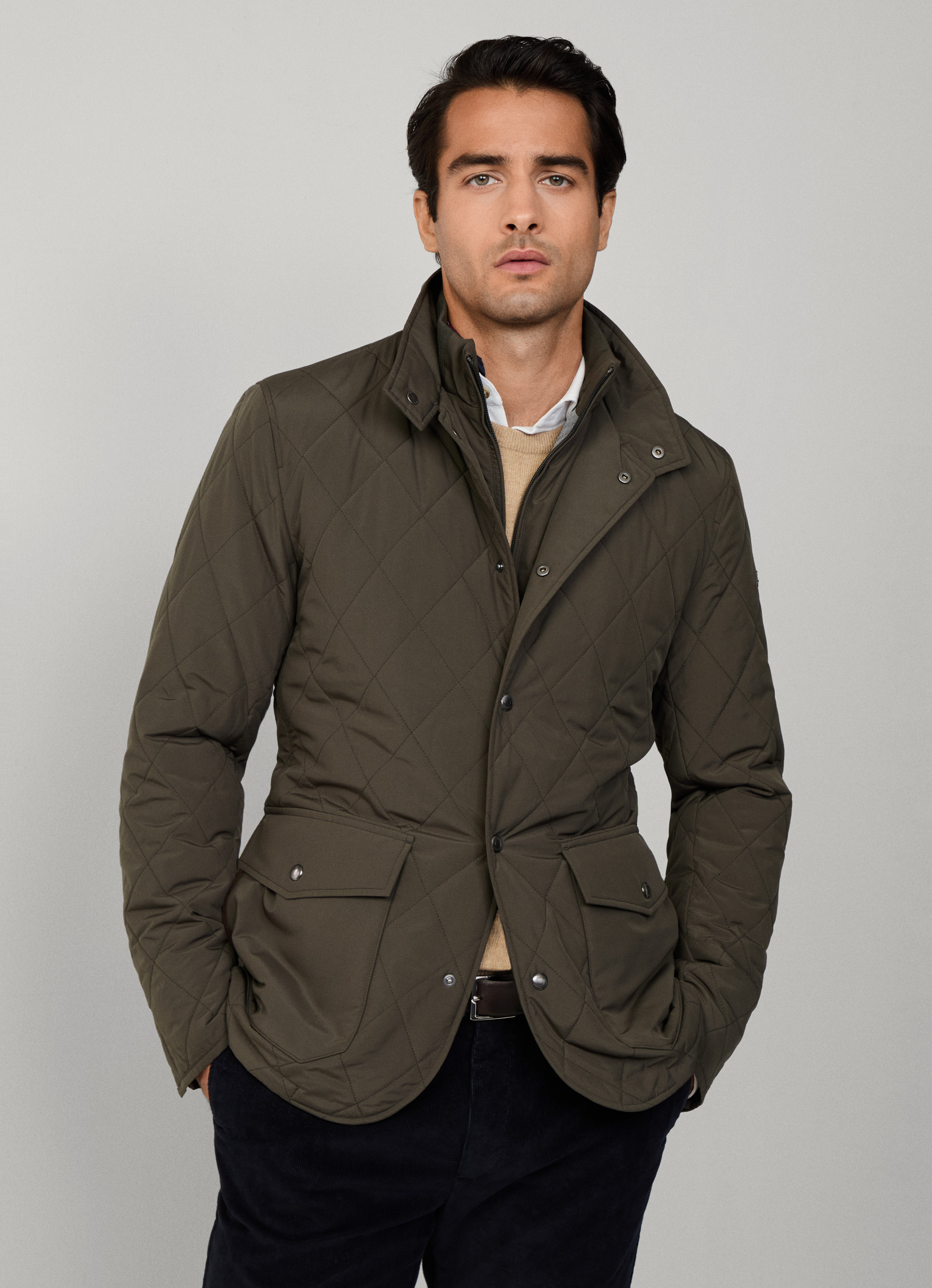 Deep Green Veste Hackett London VESTE MATELASSÉE À COL MONTANT