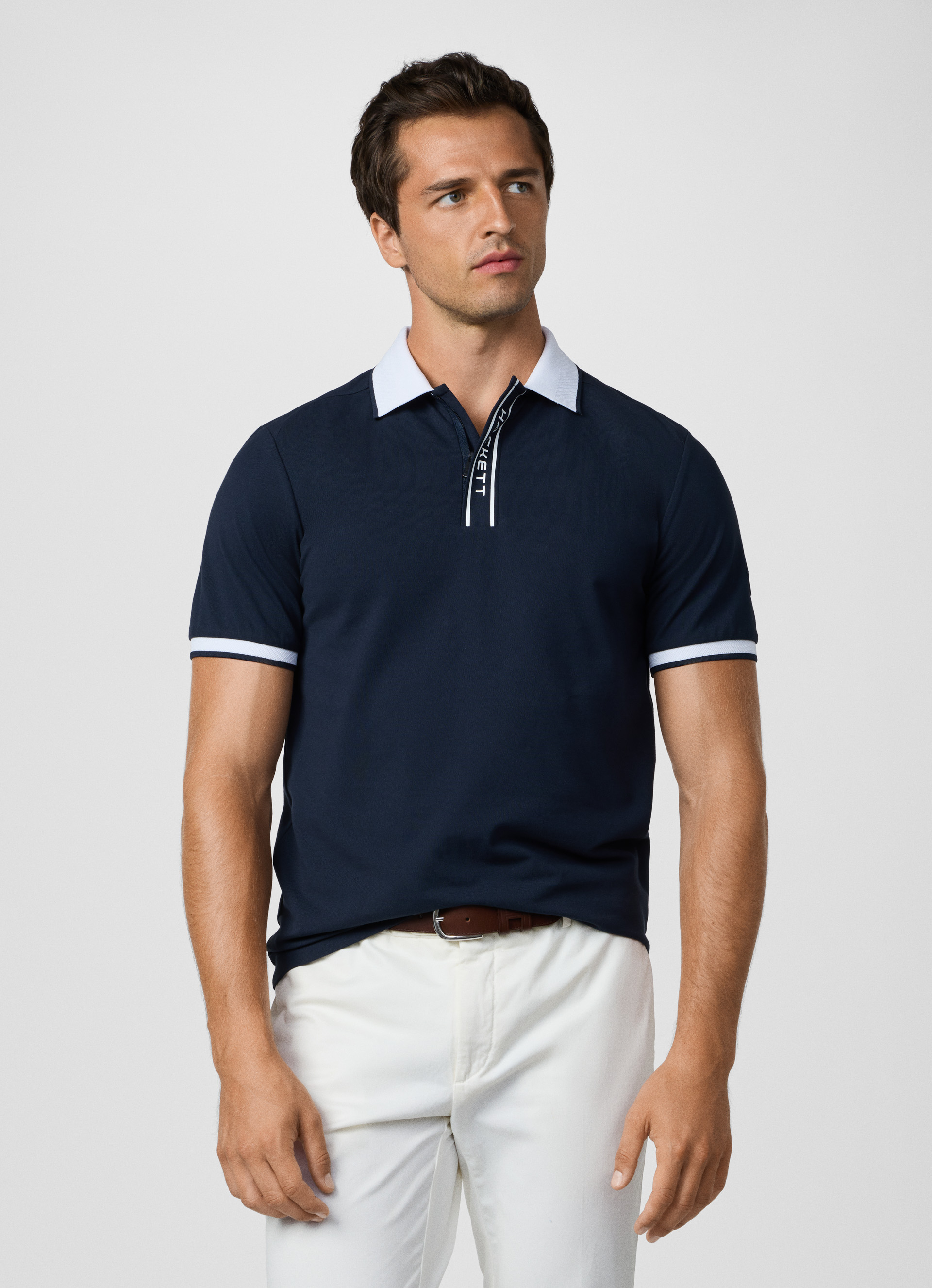 Zip Placket Inner Classic Fit Short Sleeve Zip Placket Polo | Hackett